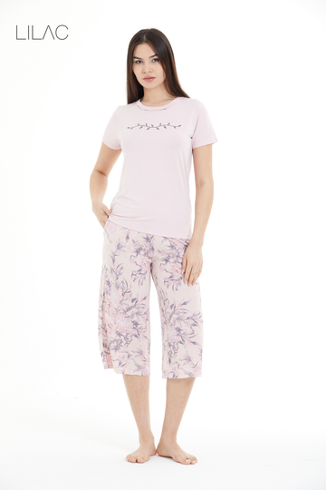 Floral Patterned 100% Viscose Capri Set LLC-0008 V3