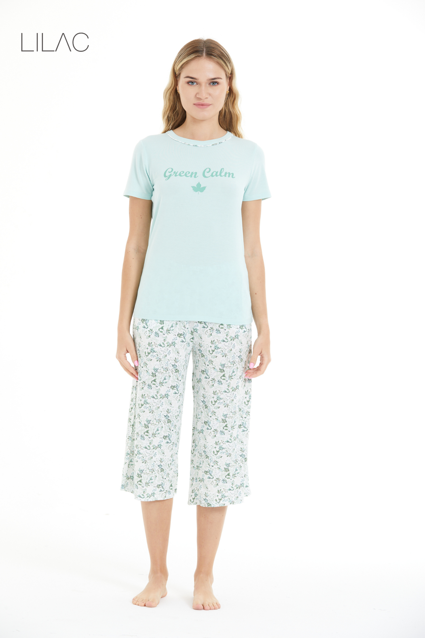 Floral Print 100% Viscose Capri Set LLC-0008 V1