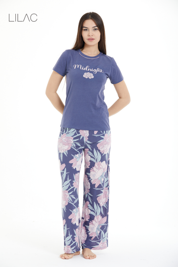 Çiçek Desenli %100 Viscon Pijama Takım LLC-0009 V5