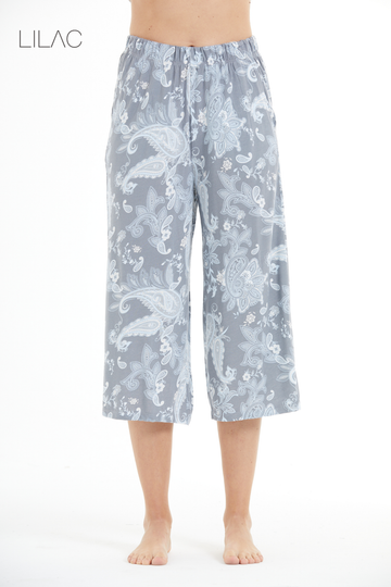 Comfortable Floral Print 100% Viscose Capri Pants LLC-0010 V4