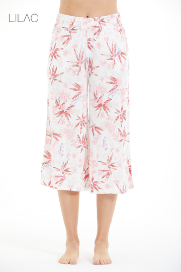 Comfortable Floral Patterned 100% Viscose Capri Pants LLC-0010 V6