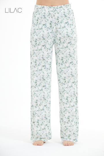 Comfortable Floral Pattern 100% Viscose Trousers LLC-0011 V1