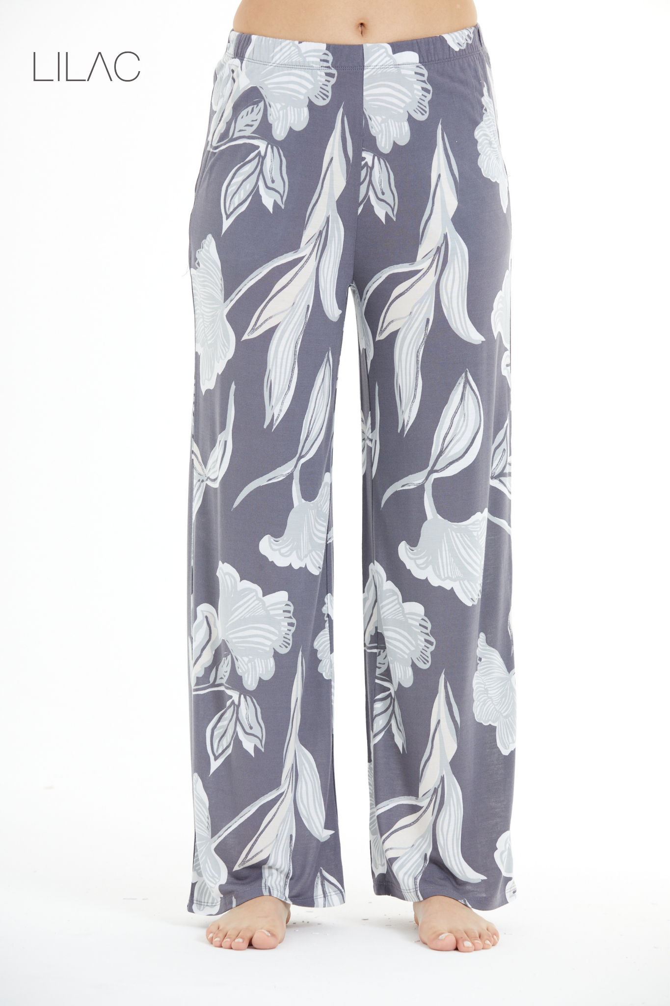 Comfortable Floral Print 100% Viscose Trousers LLC-0011 V2