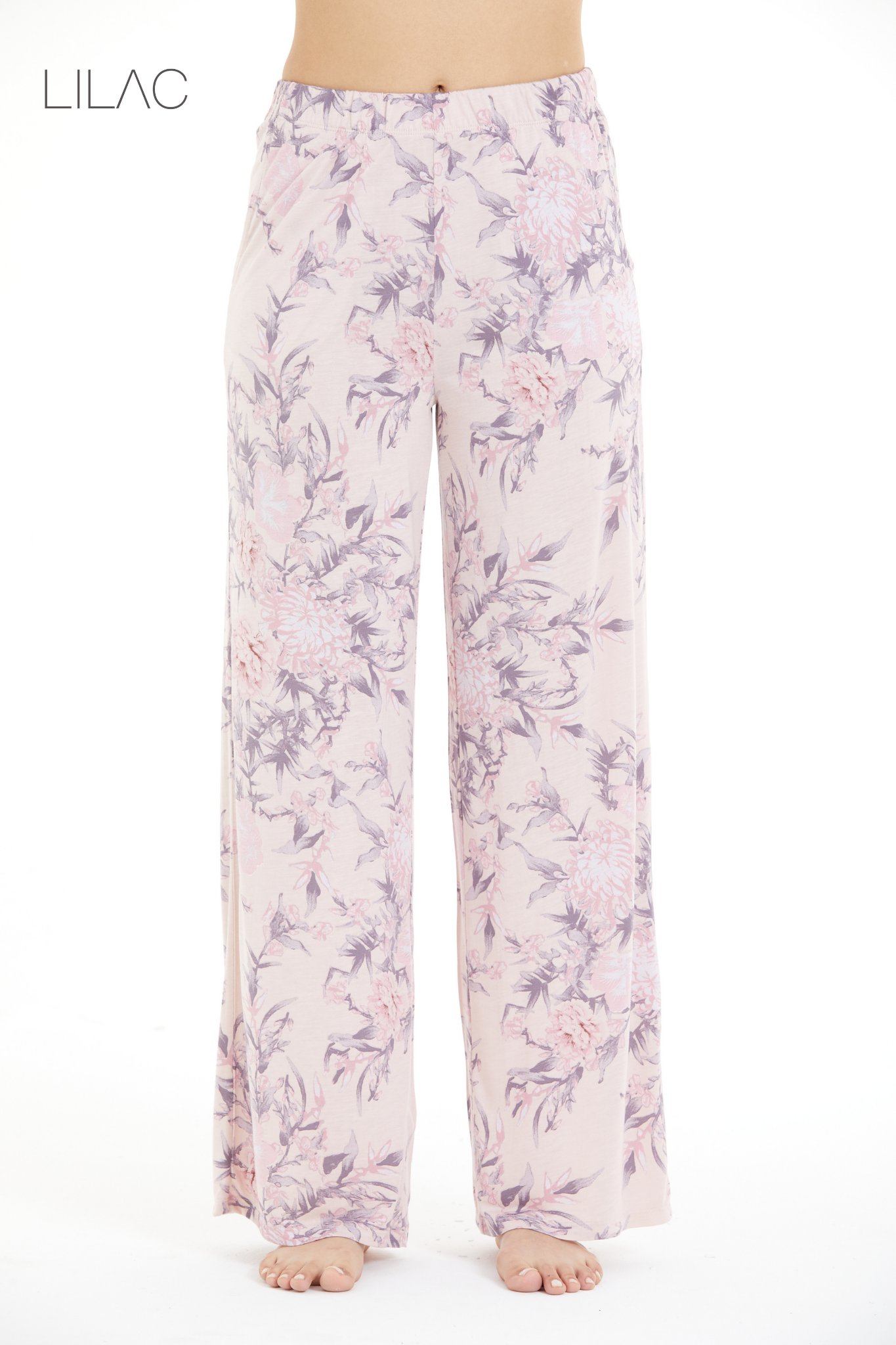 Comfortable Floral Pattern 100% Viscose Trousers LLC-0011 V3