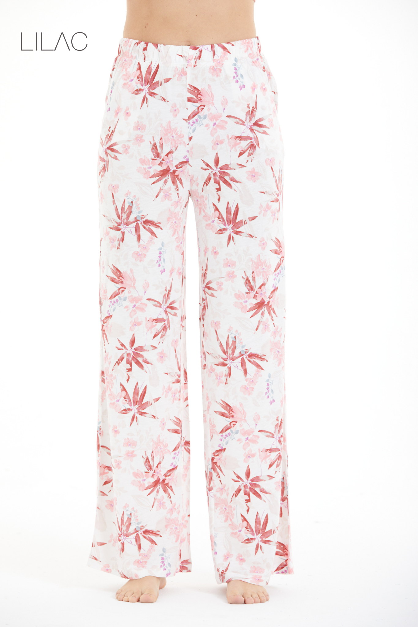 Comfortable Floral Print 100% Viscose Trousers LLC-0011 V6