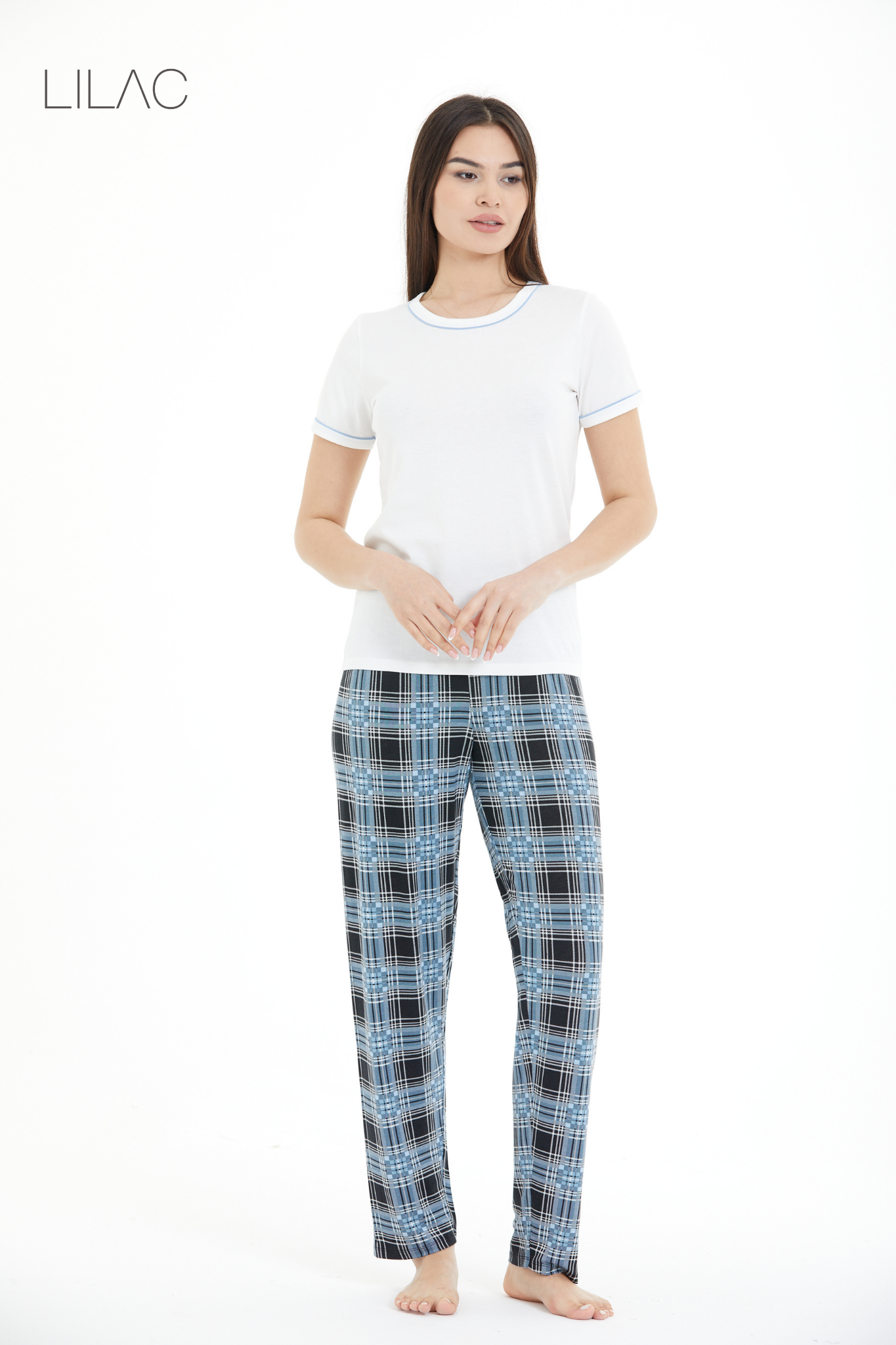 Ekose Desenli Pijama Takımı LLC-0015