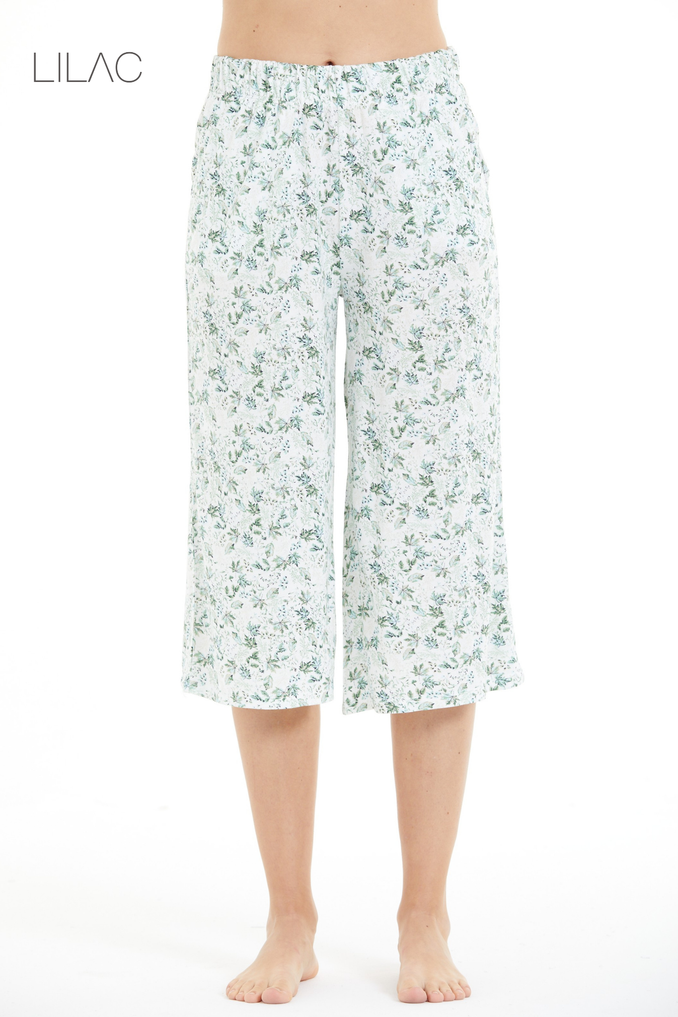 Comfortable Floral Print 100% Viscose Capri Pants LLC-0010 V1