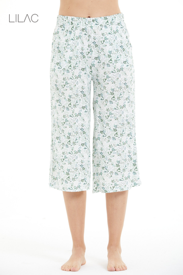 Comfortable Floral Print 100% Viscose Capri Pants LLC-0010 V1