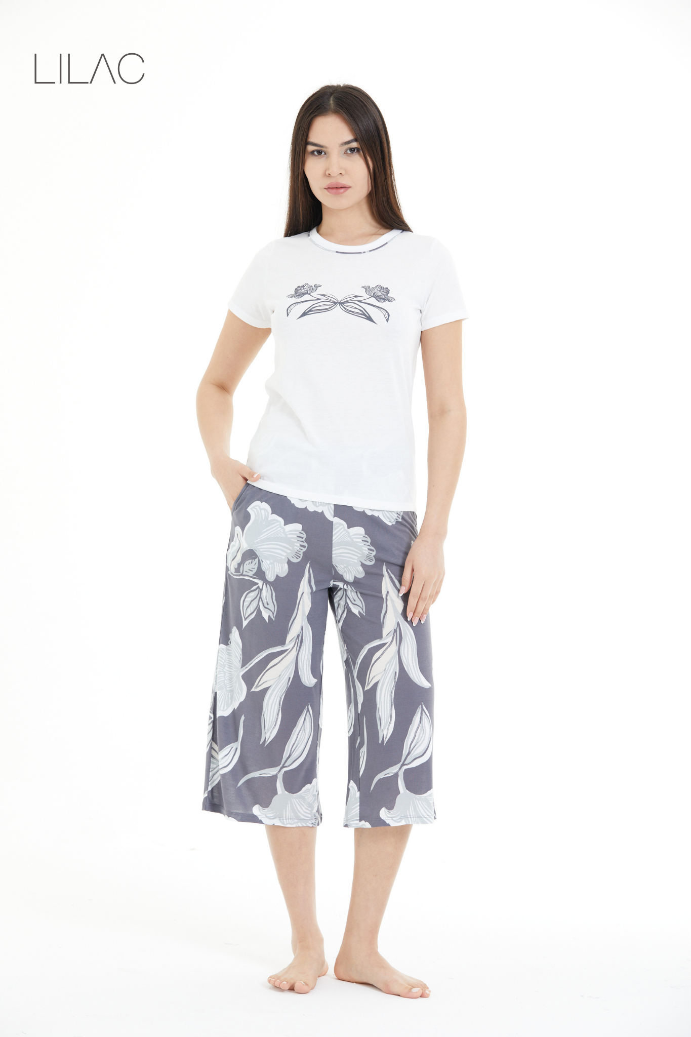 Floral Print 100% Viscose Capri Set LLC-0008 V2