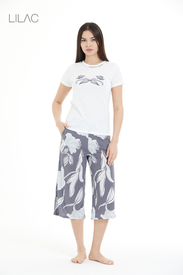 Floral Print 100% Viscose Capri Set LLC-0008 V2