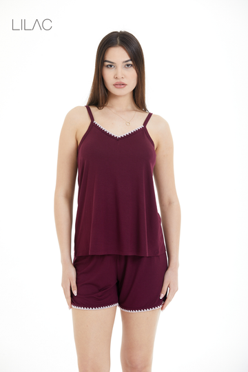 Women's Shepherd Stitch Detailed Shorts Set LLC-0020 V4