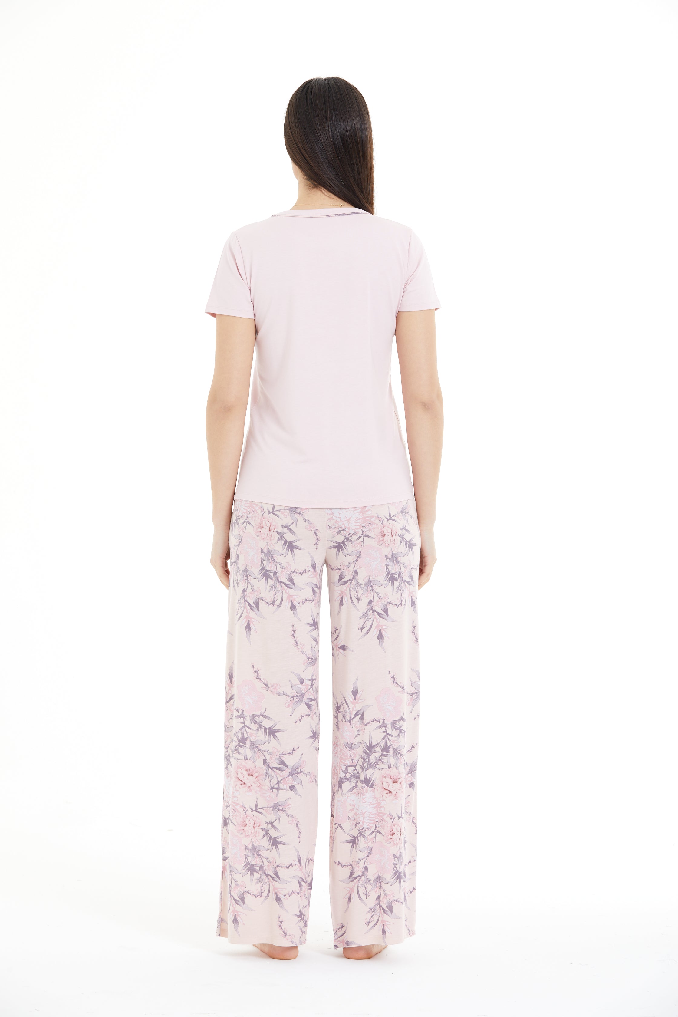 Çiçek Desenli %100 Viscon Pijama Takım LLC-0009 V3
