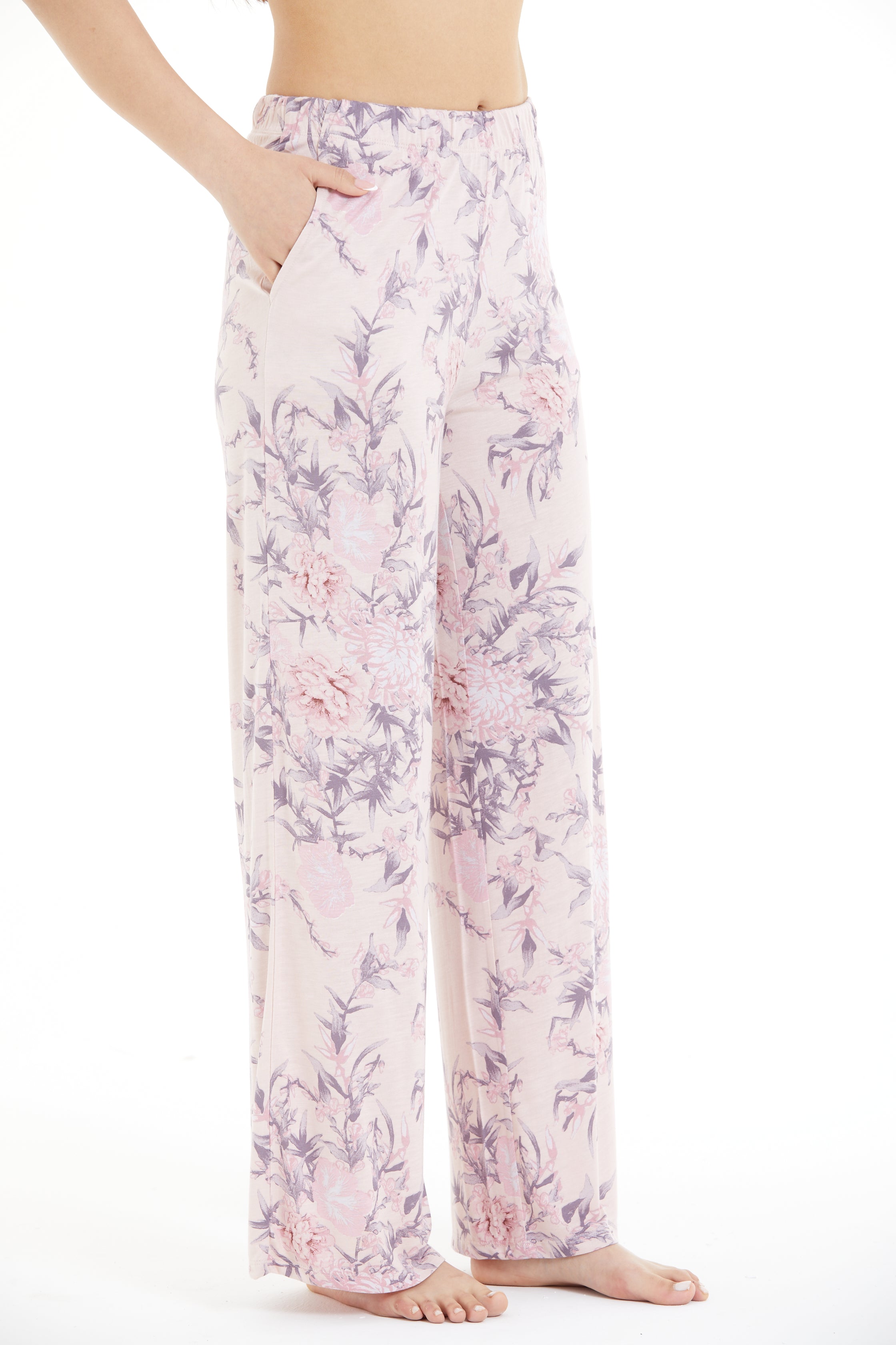 Comfortable Floral Pattern 100% Viscose Trousers LLC-0011 V3
