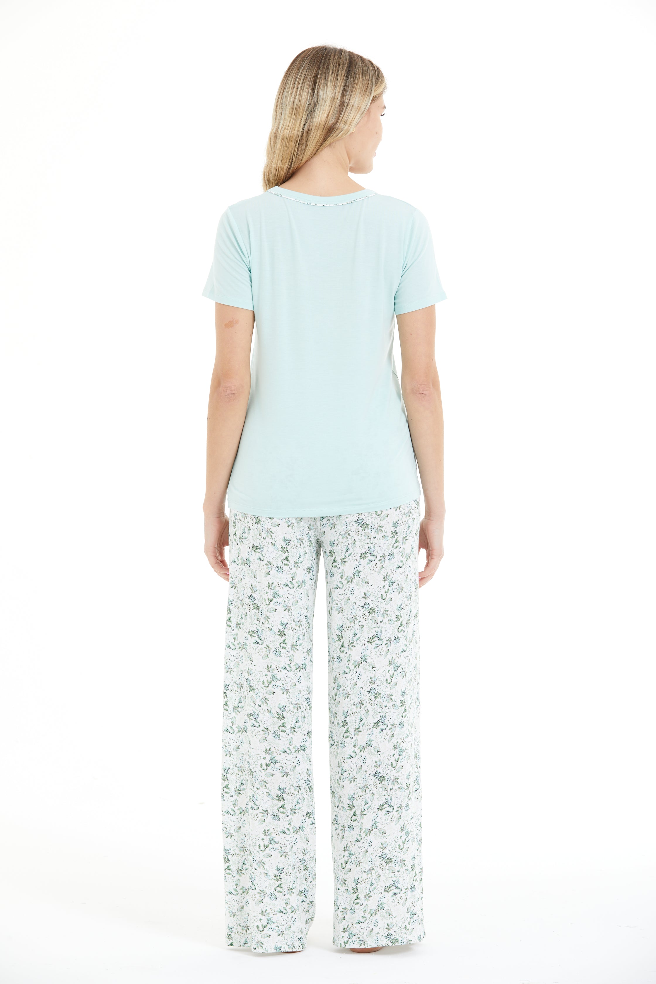 Çiçek Desenli %100 Viscon Pijama Takım LLC-0009 V1
