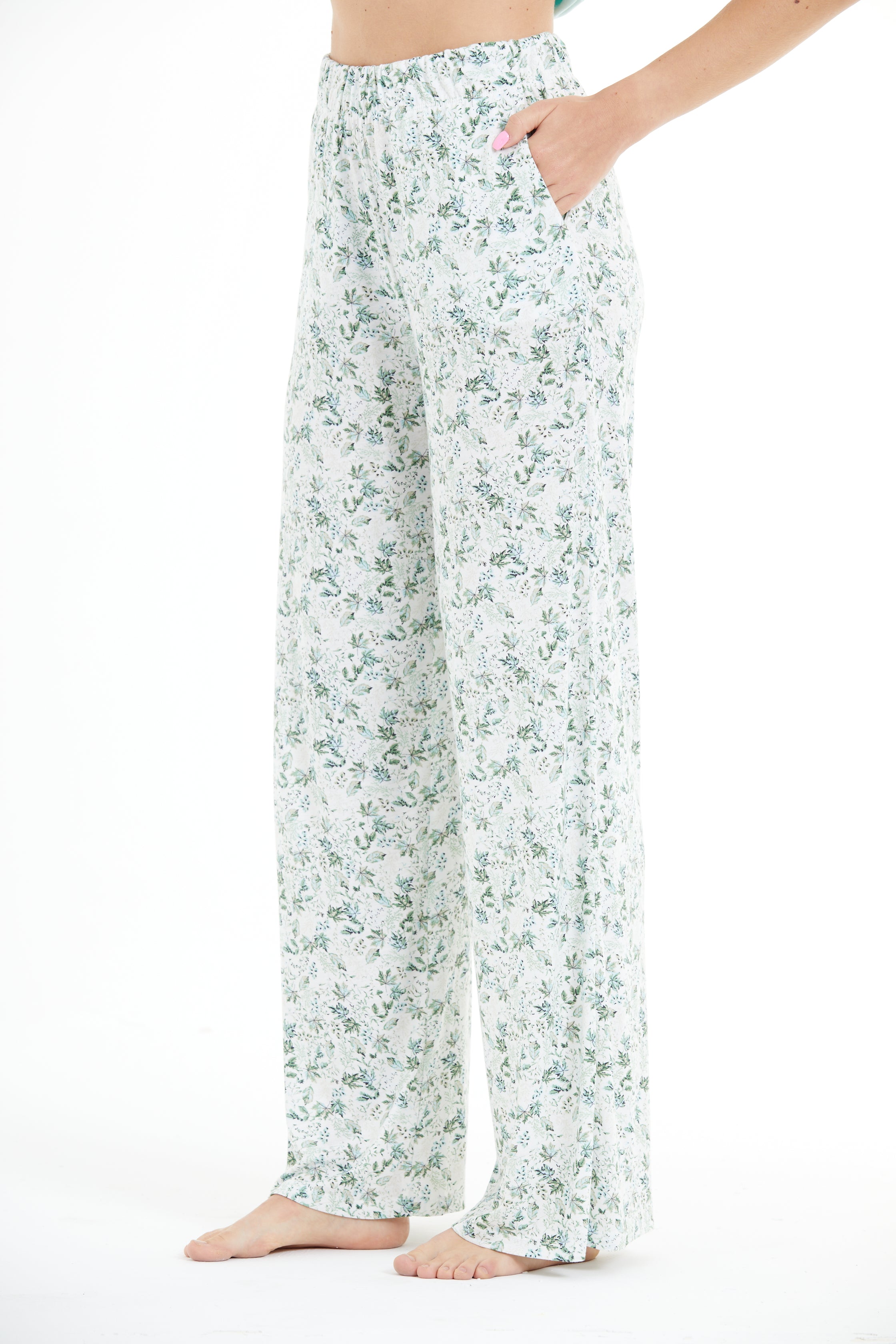 Comfortable Floral Pattern 100% Viscose Trousers LLC-0011 V1