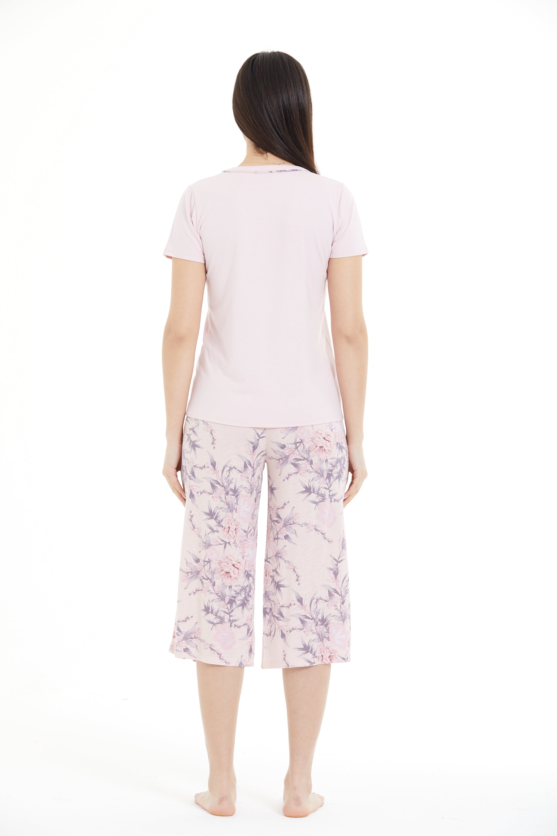 Floral Patterned 100% Viscose Capri Set LLC-0008 V3