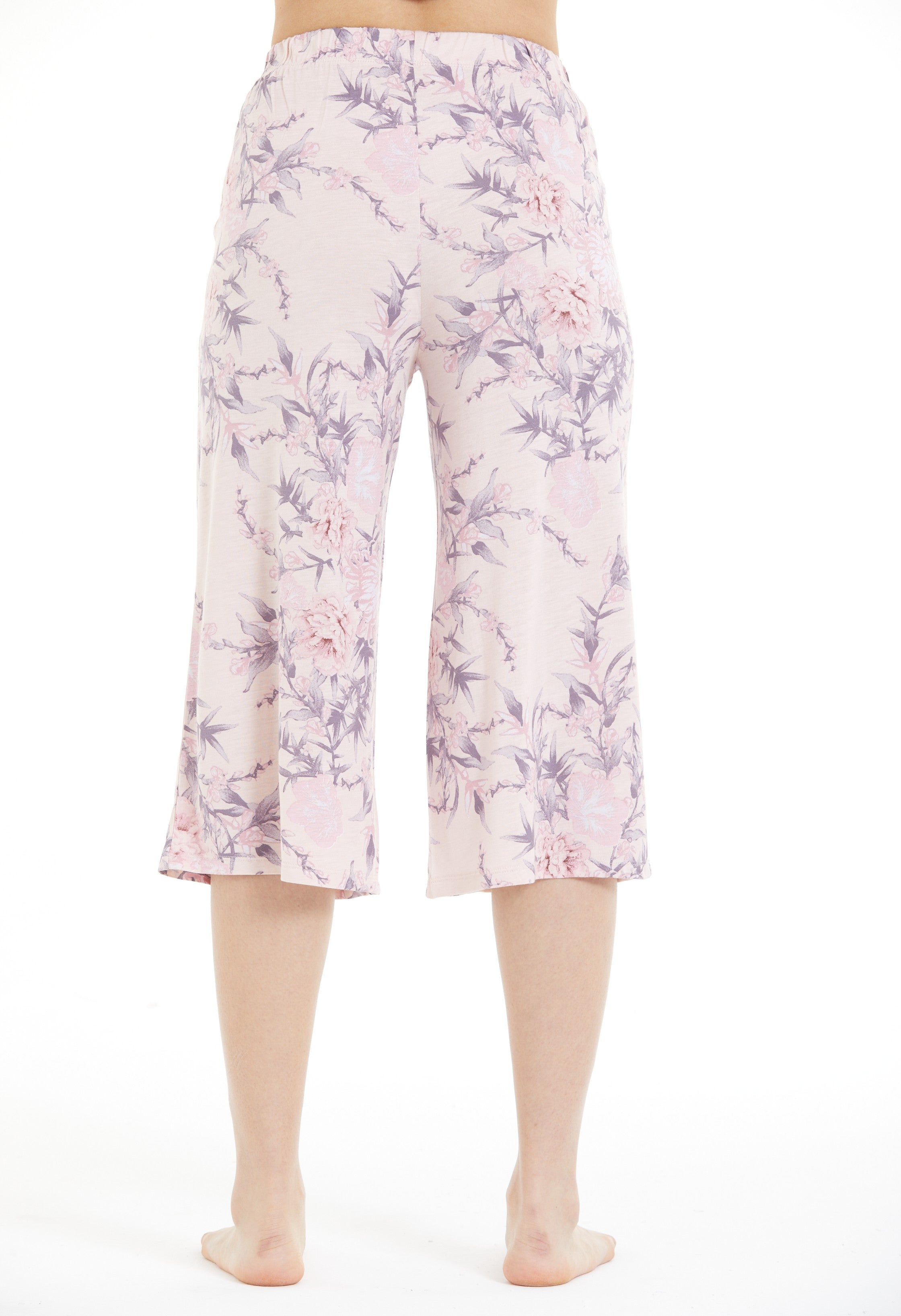 Comfortable Floral Print 100% Viscose Capri Pants LLC-0010 V3