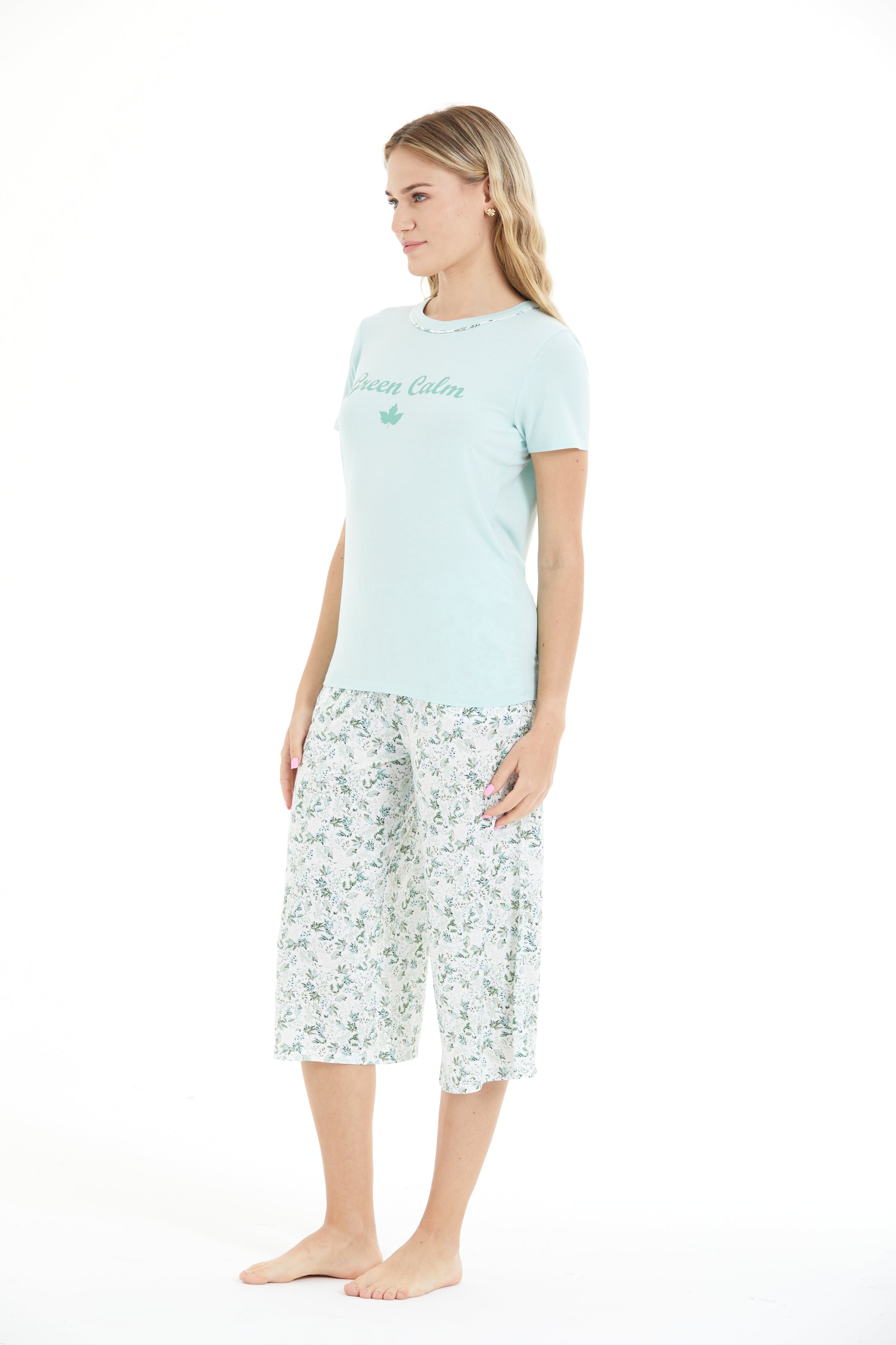 Floral Print 100% Viscose Capri Set LLC-0008 V1