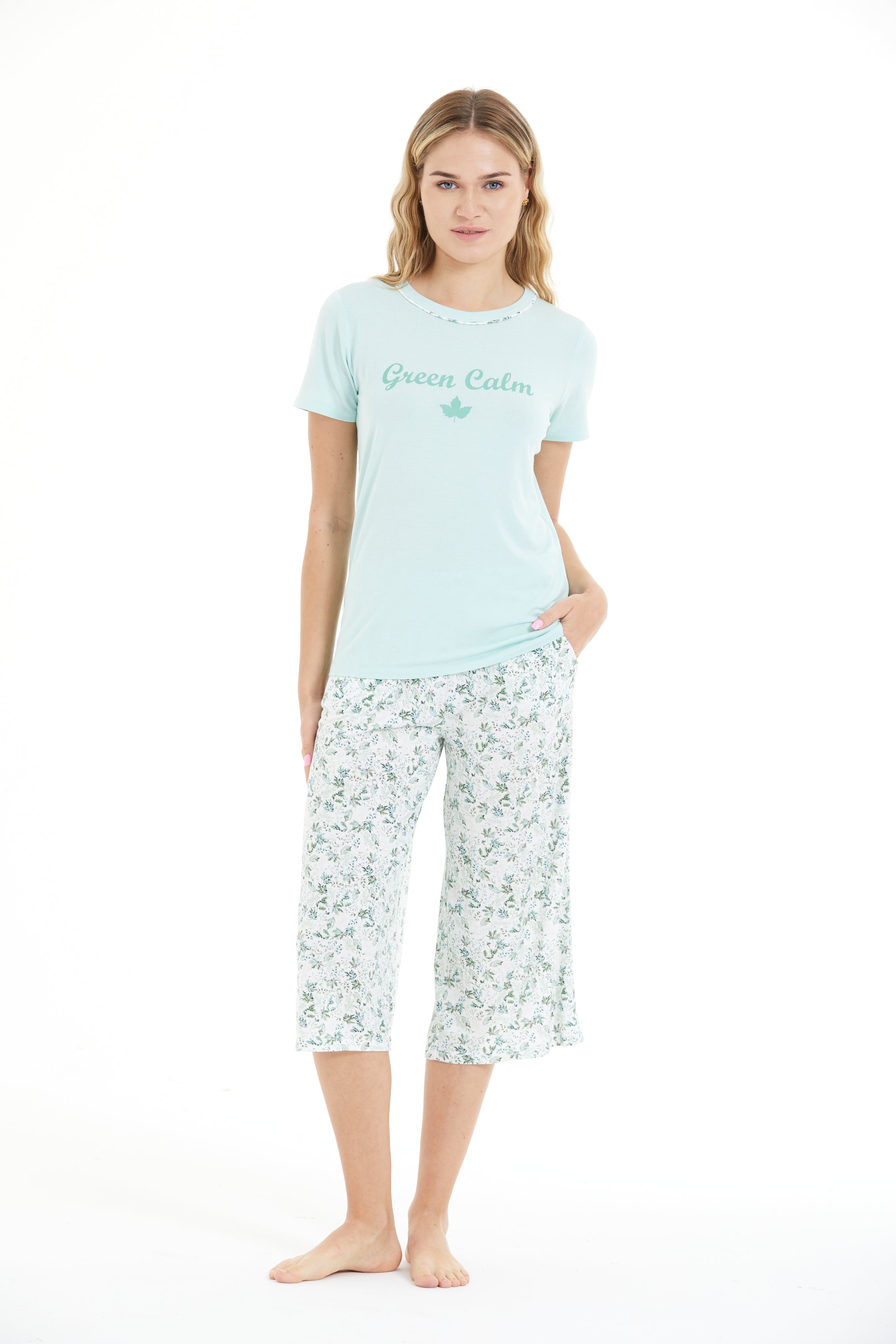 Floral Print 100% Viscose Capri Set LLC-0008 V1