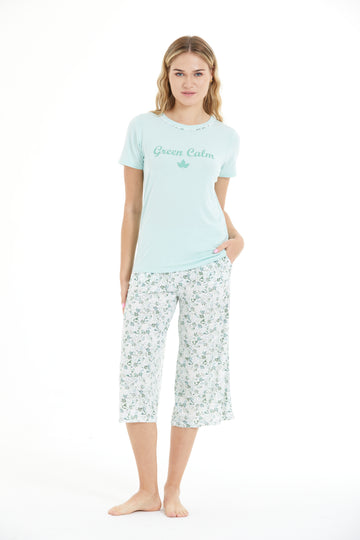 Floral Print 100% Viscose Capri Set LLC-0008 V1