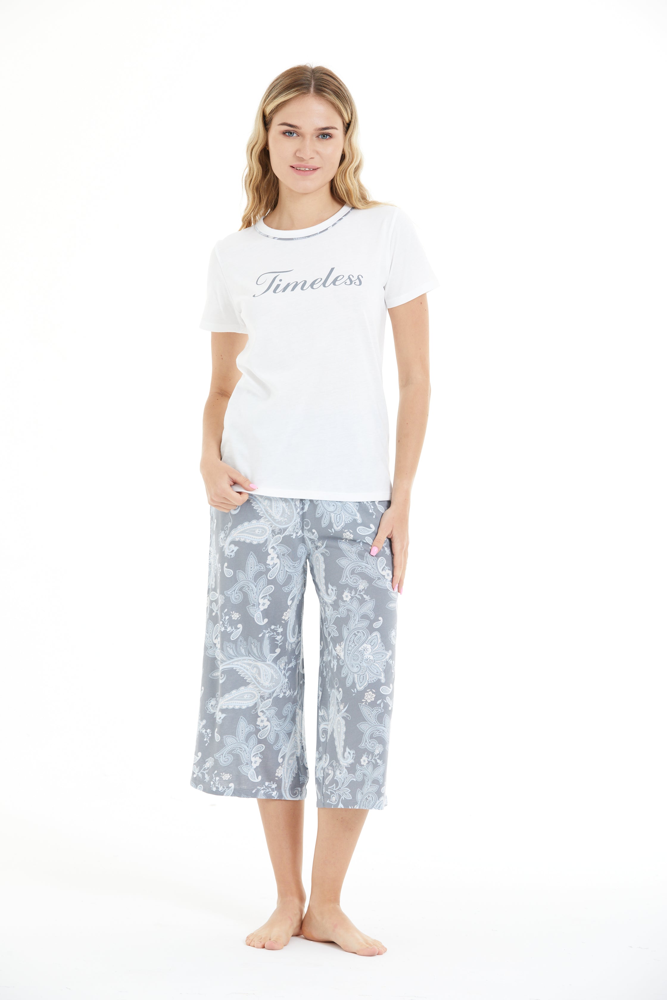 Floral Print 100% Viscose Capri Set LLC-0008 V4