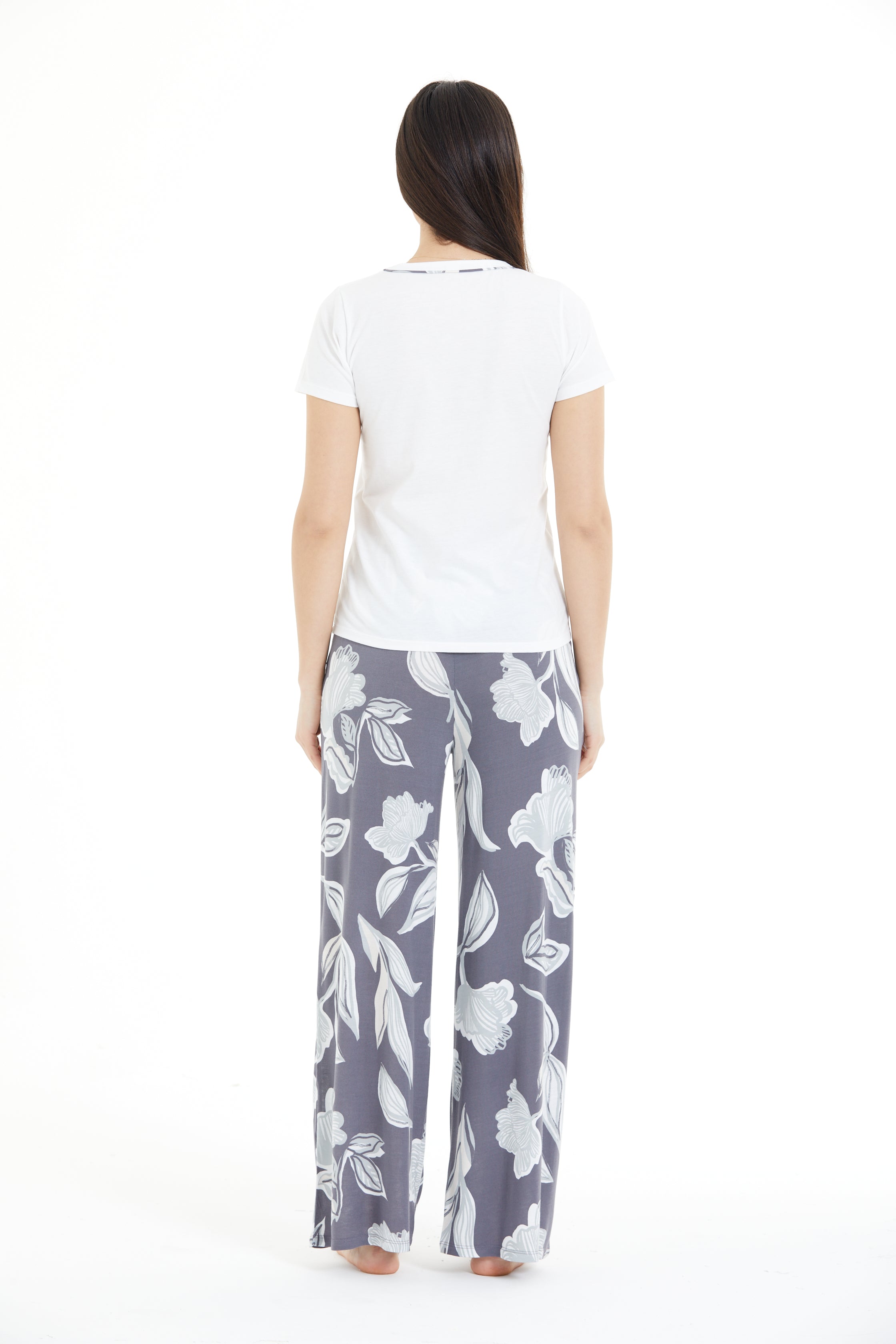 Çiçek Desenli %100 Viscon Pijama Takım LLC-0009 V2
