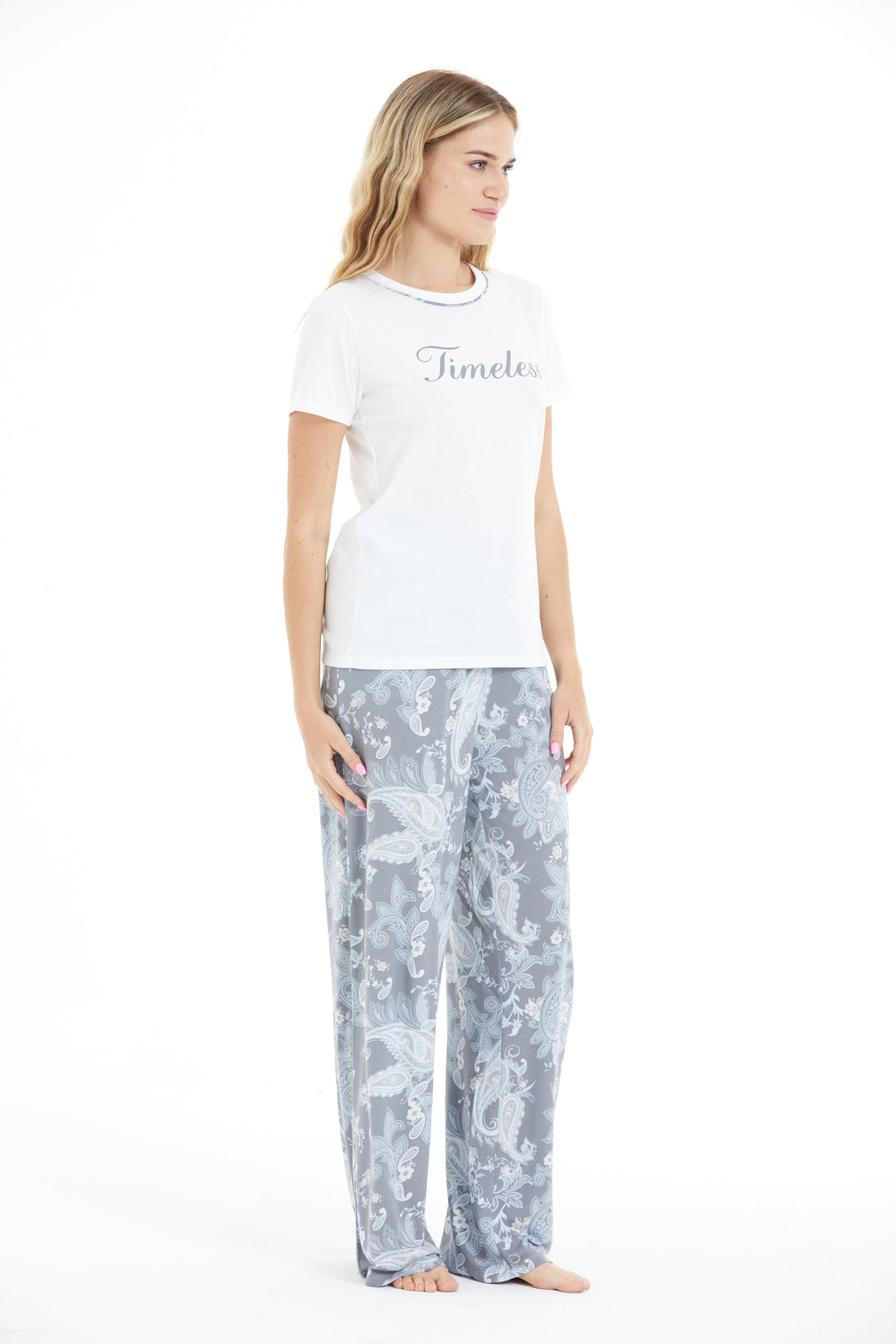 Çiçek Desenli %100 Viscon Pijama Takım LLC-0009 V4