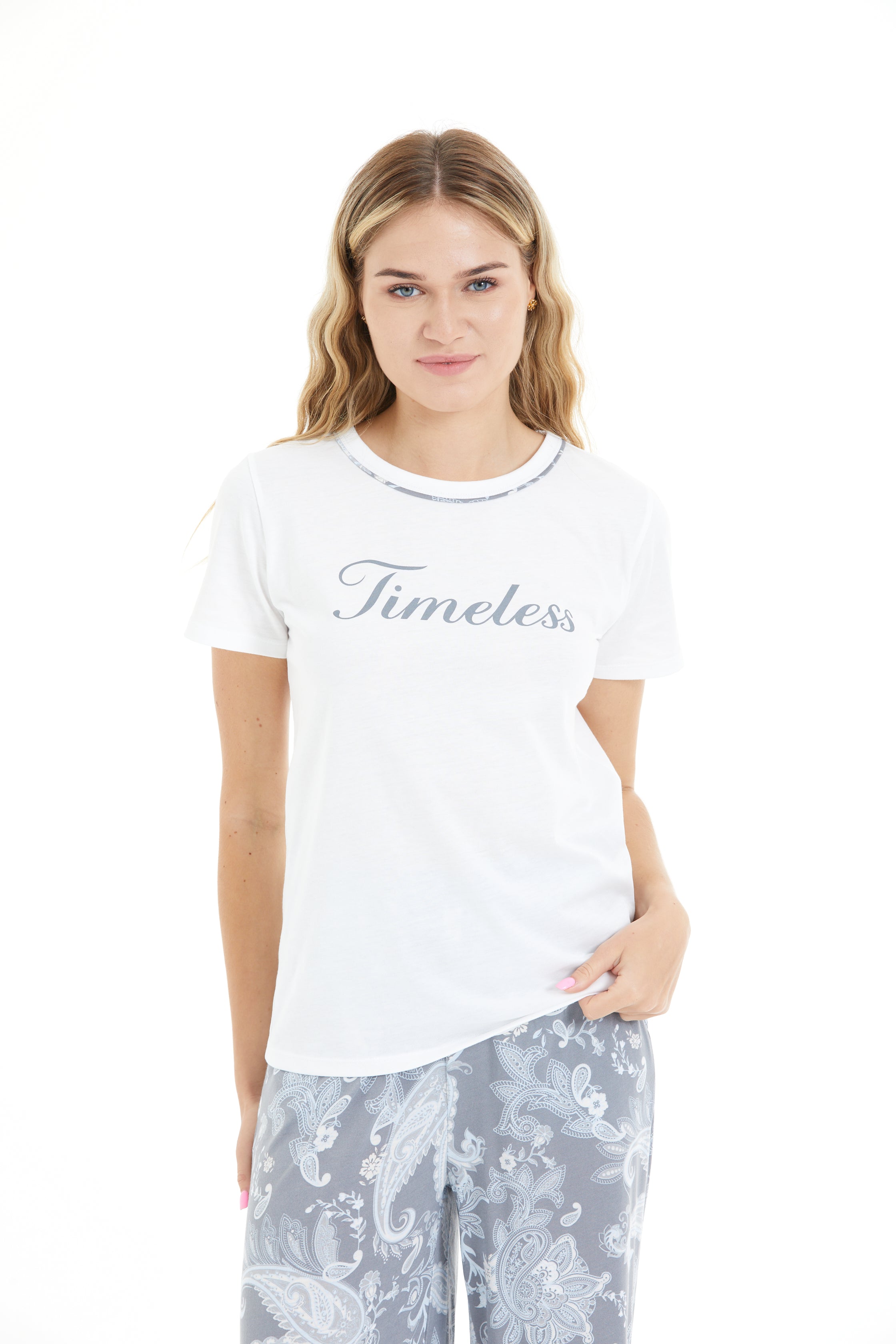 Çiçek Desenli %100 Viscon Pijama Takım LLC-0009 V4