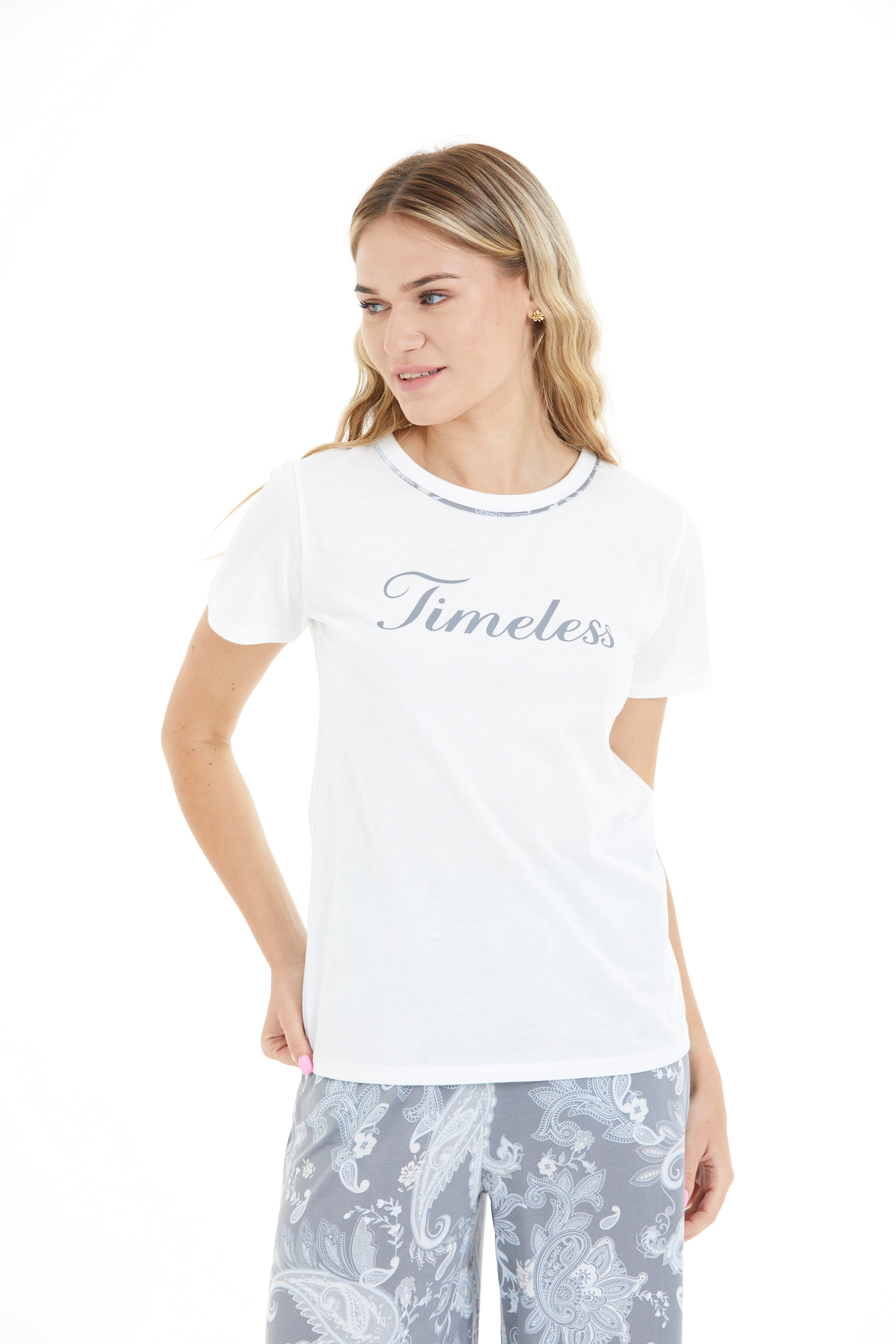Çiçek Desenli %100 Viscon Pijama Takım LLC-0009 V4