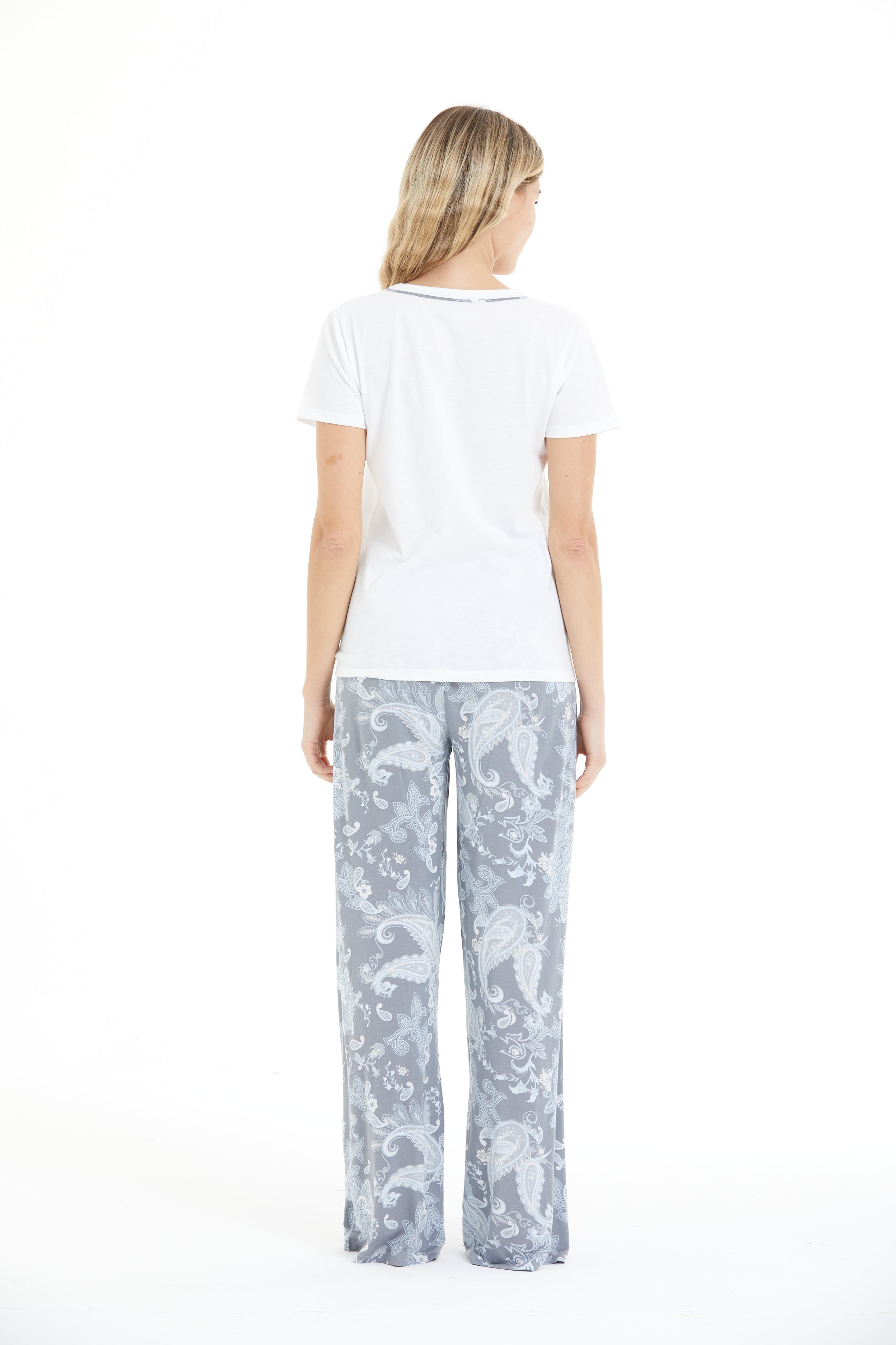 Çiçek Desenli %100 Viscon Pijama Takım LLC-0009 V4