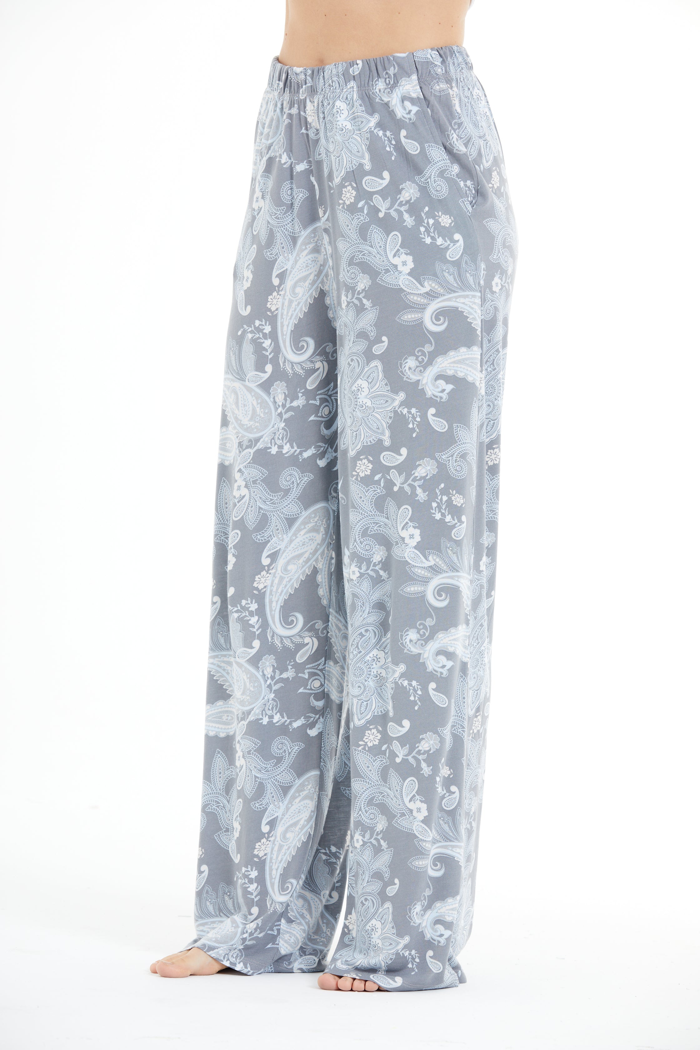 Comfortable Floral Print 100% Viscose Trousers LLC-0011 V4