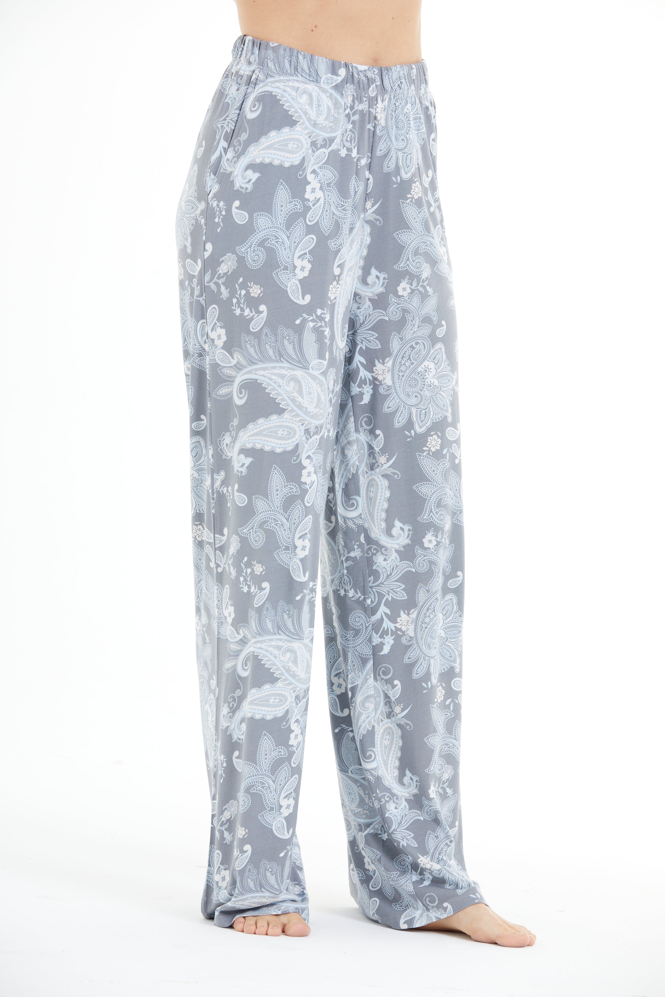 Comfortable Floral Print 100% Viscose Trousers LLC-0011 V4