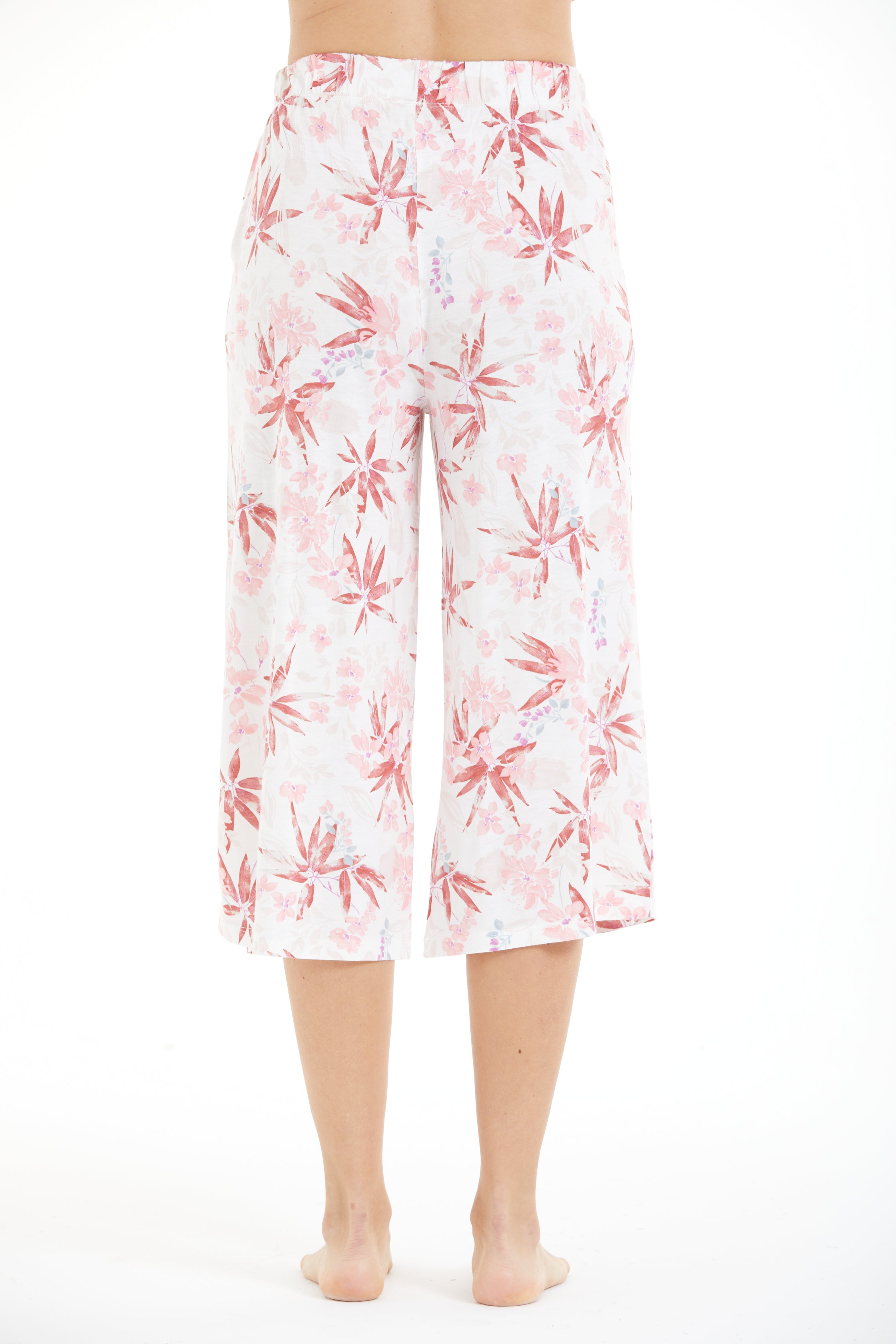 Comfortable Floral Patterned 100% Viscose Capri Pants LLC-0010 V6