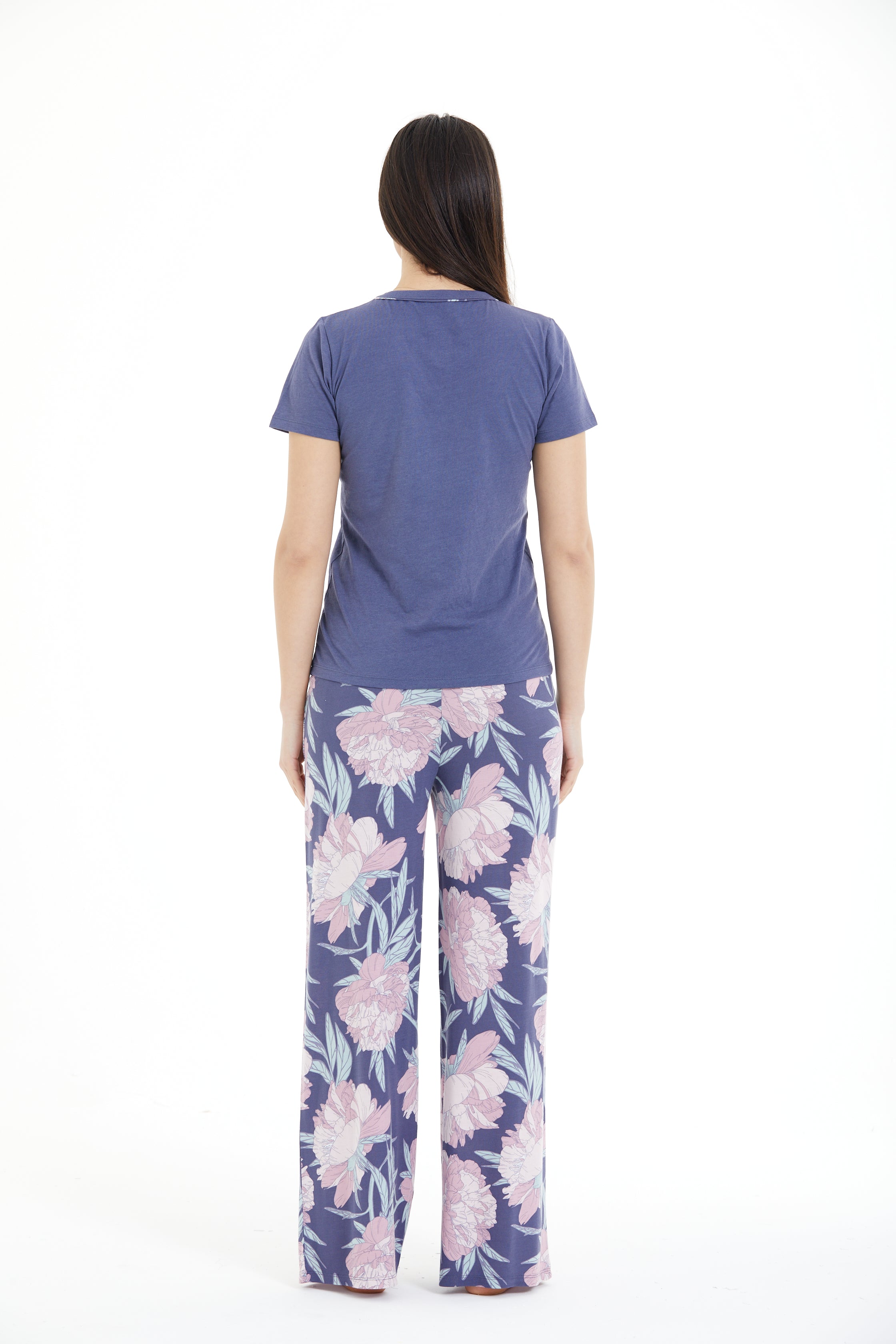 Çiçek Desenli %100 Viscon Pijama Takım LLC-0009 V5