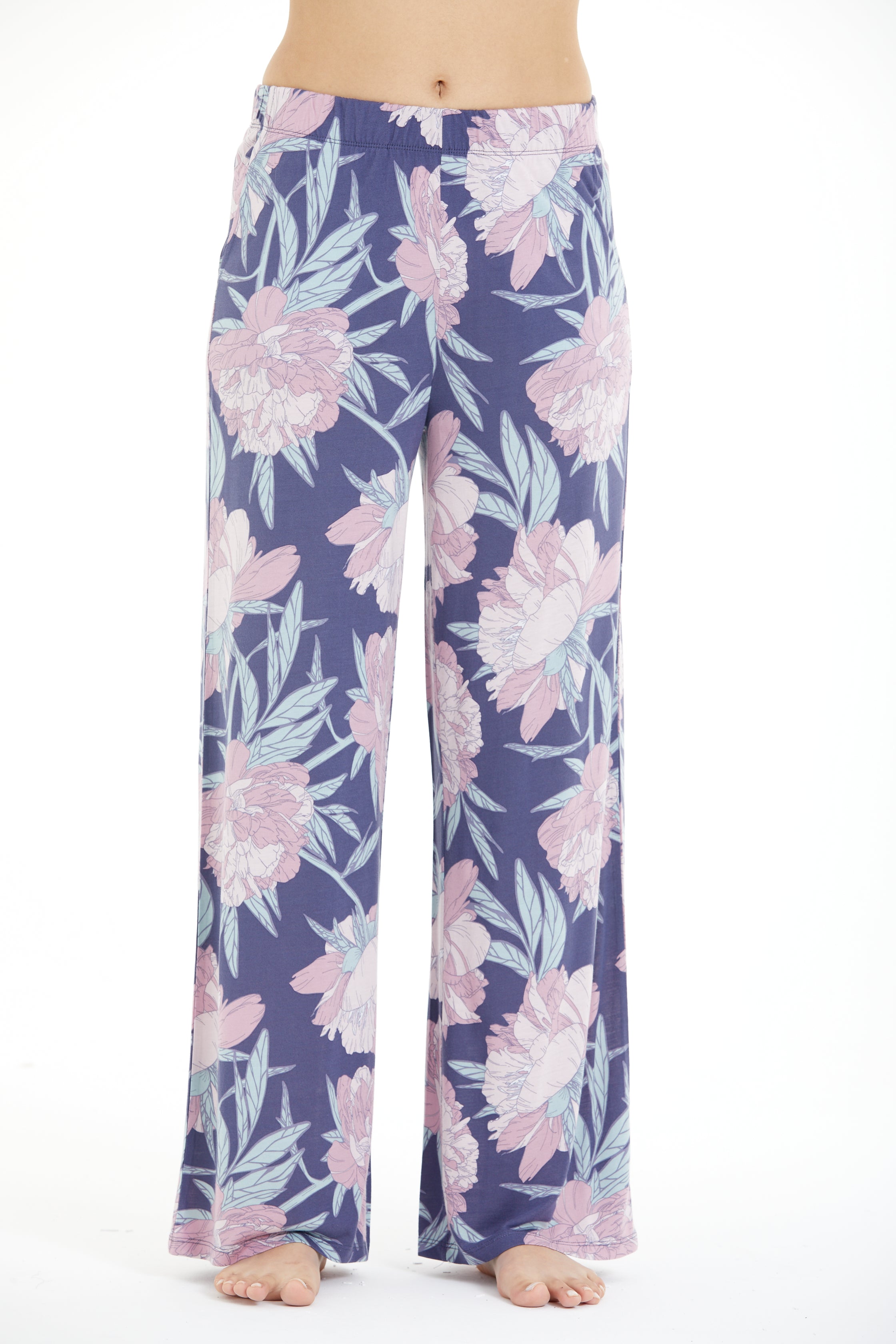 Comfortable Floral Print 100% Viscose Trousers LLC-0011 V5
