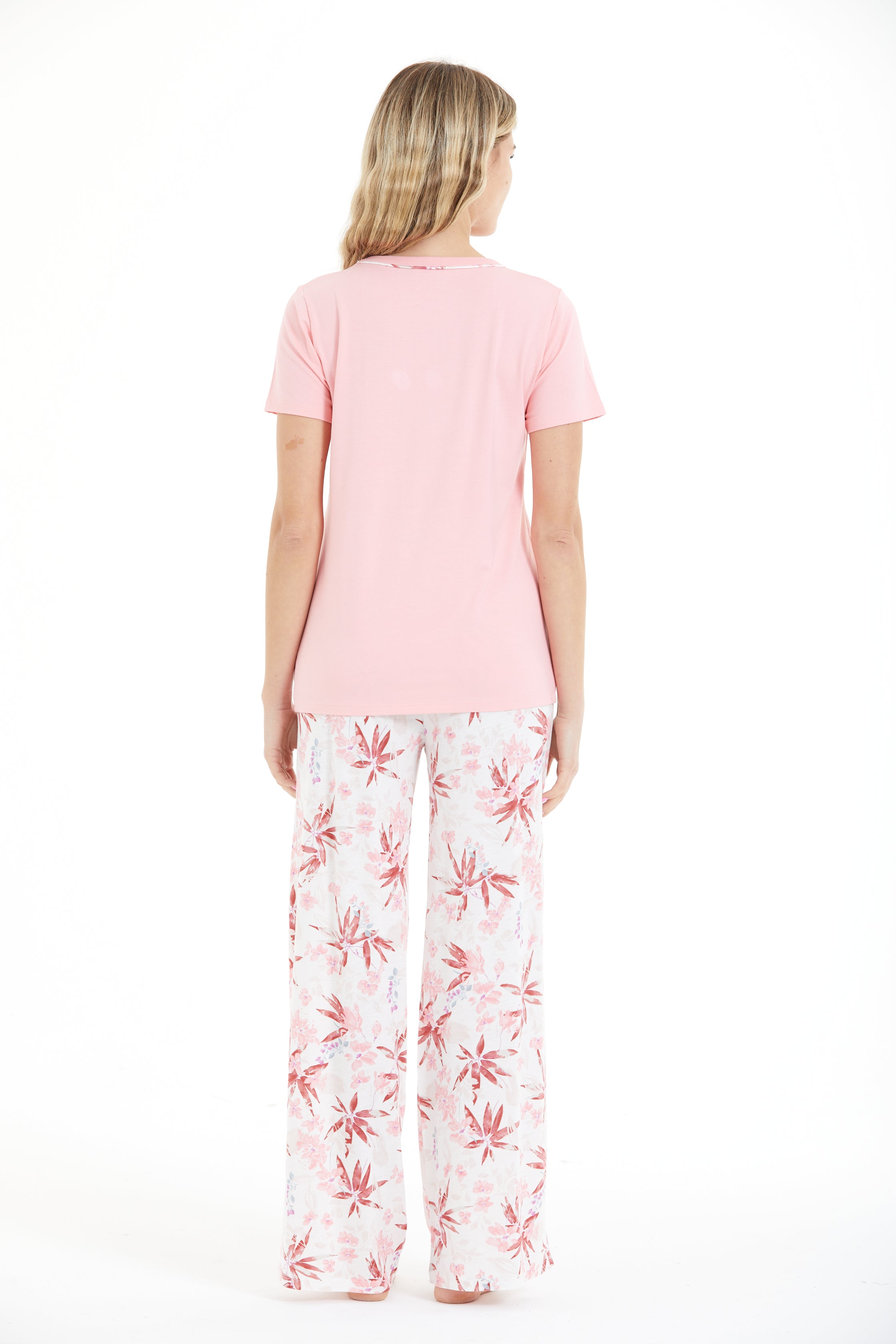 Çiçek Desenli %100 Viscon Pijama Takım LLC-0009 V6