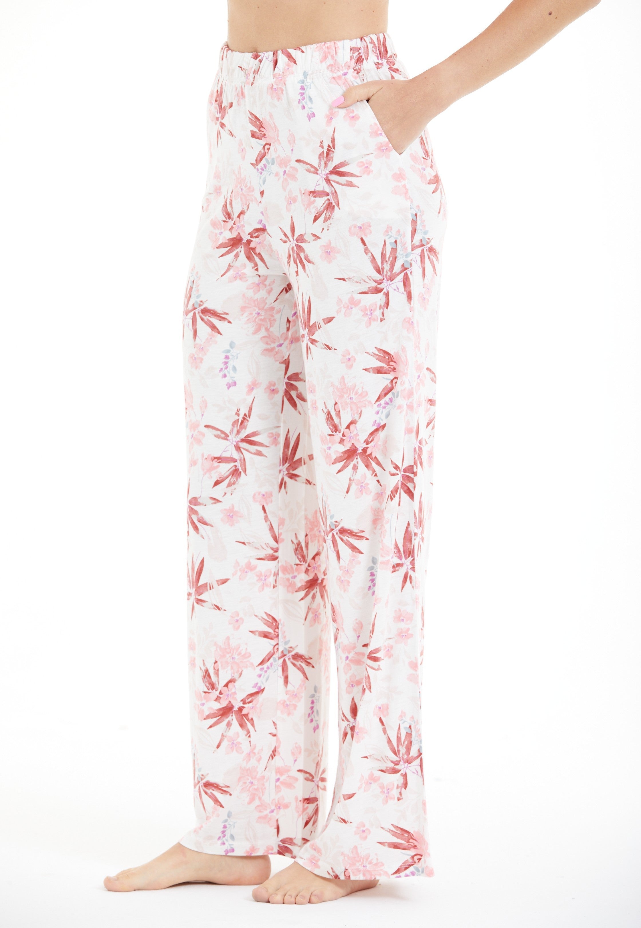 Comfortable Floral Print 100% Viscose Trousers LLC-0011 V6