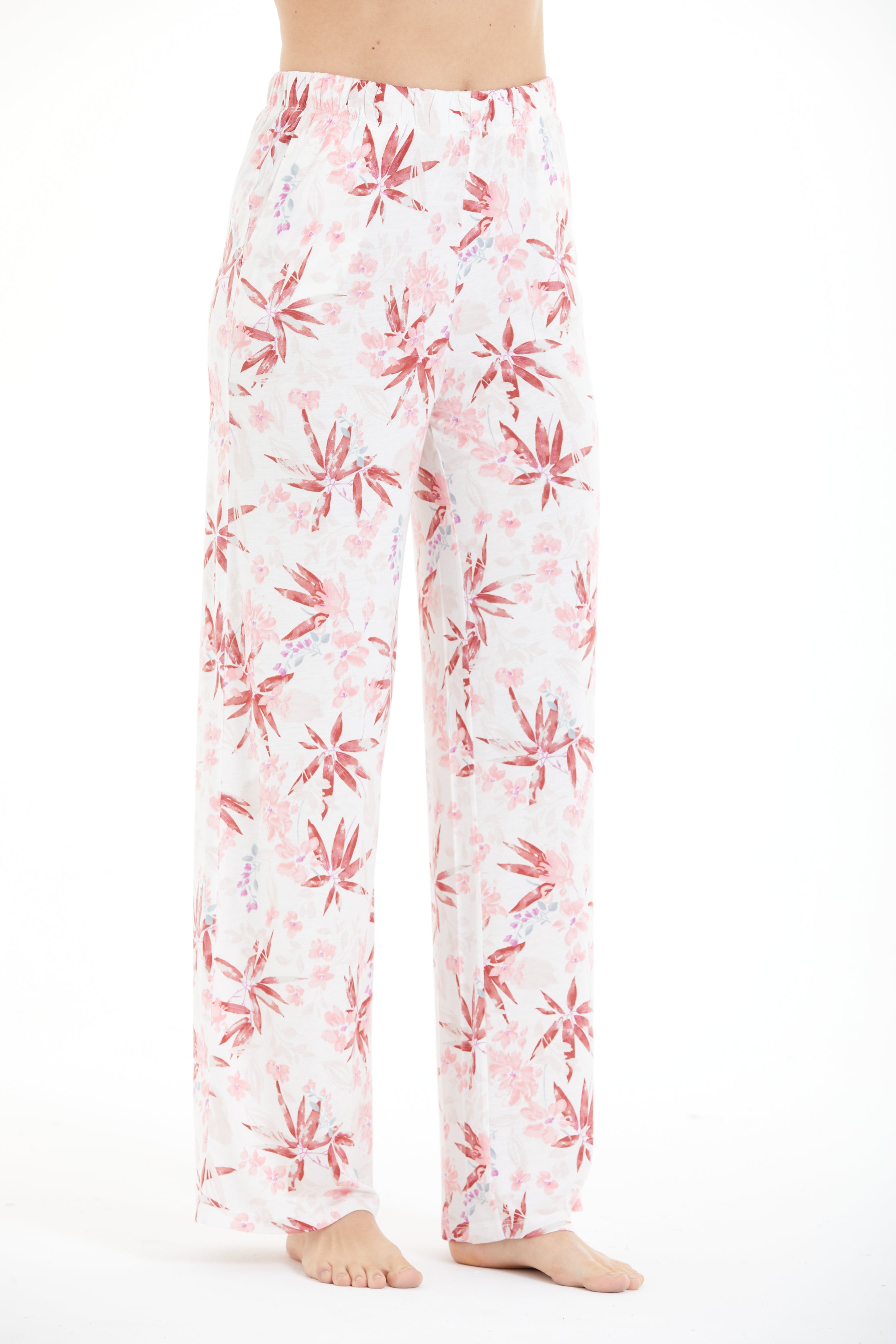 Comfortable Floral Print 100% Viscose Trousers LLC-0011 V6