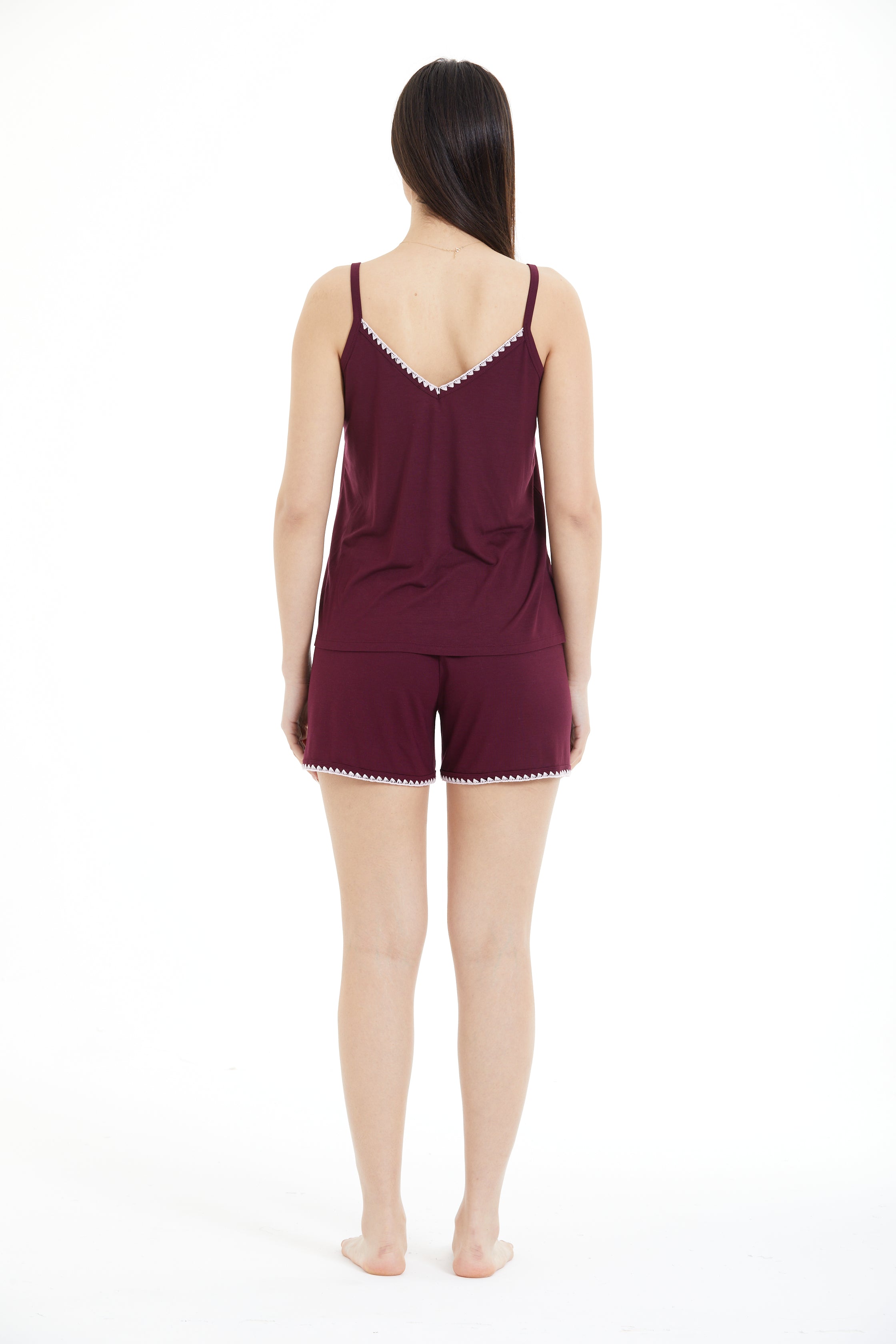 Women's Shepherd Stitch Detailed Shorts Set LLC-0020 V4