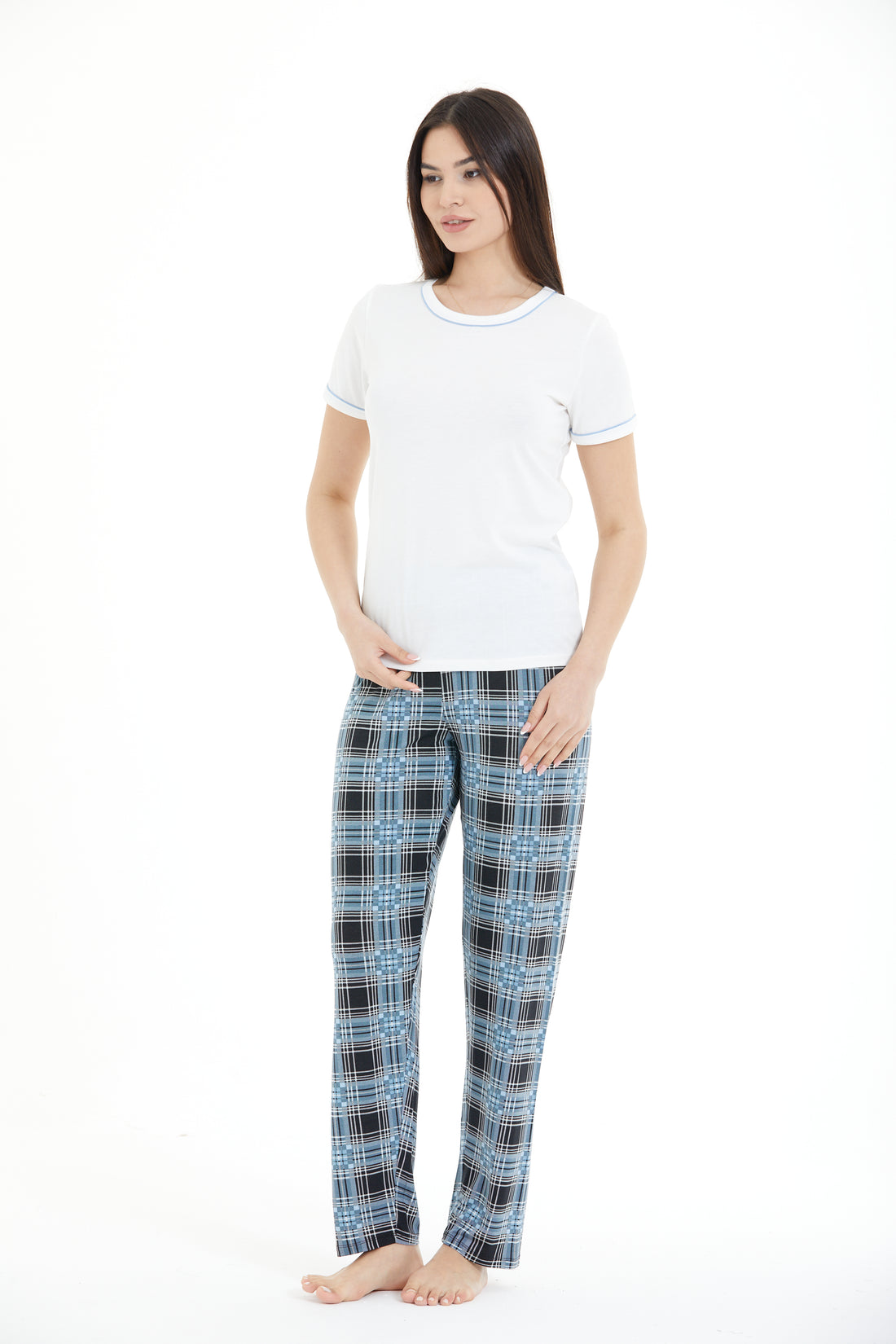 Ekose Desenli Pijama Takımı LLC-0015