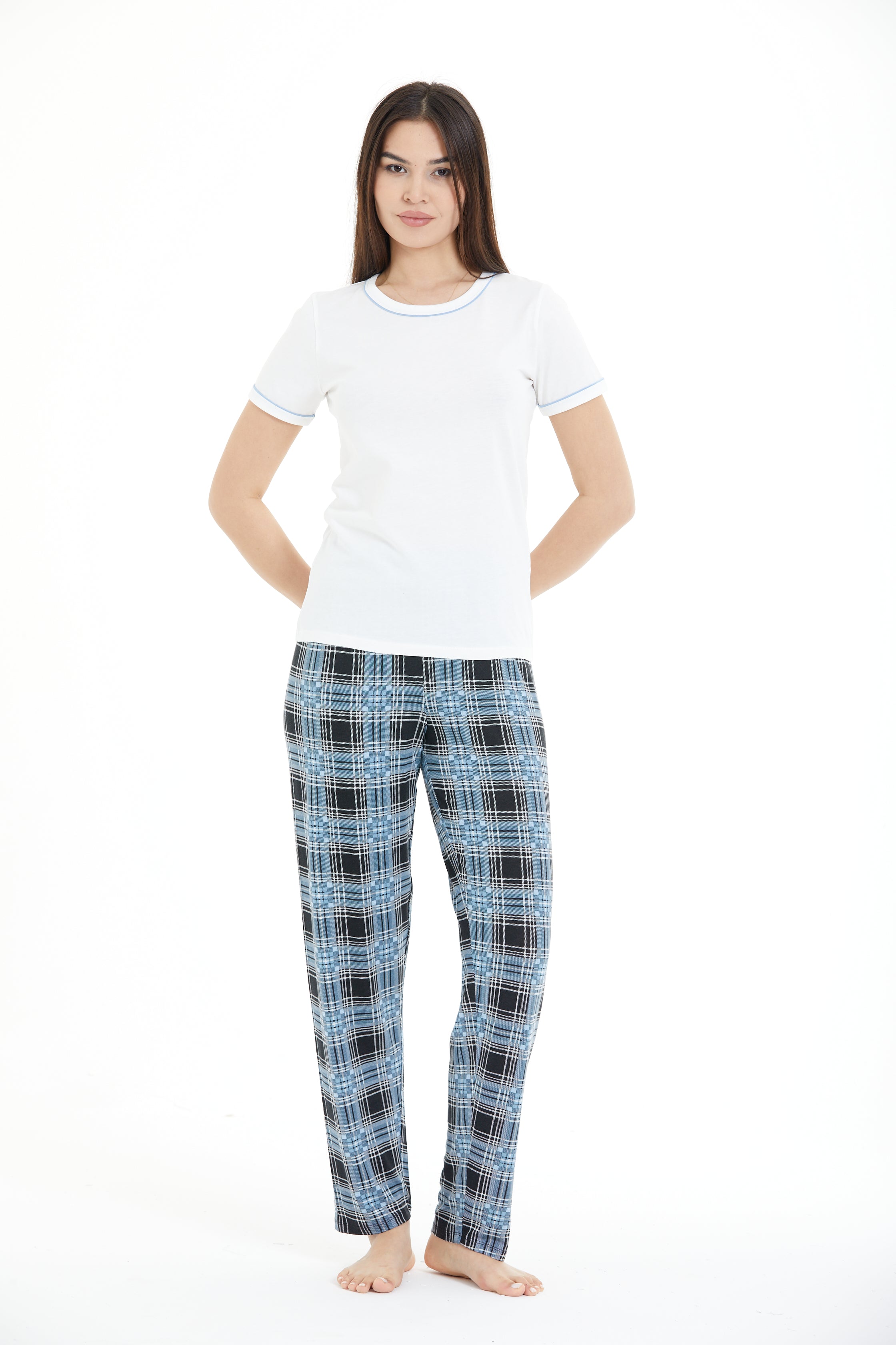 Ekose Desenli Pijama Takımı LLC-0015