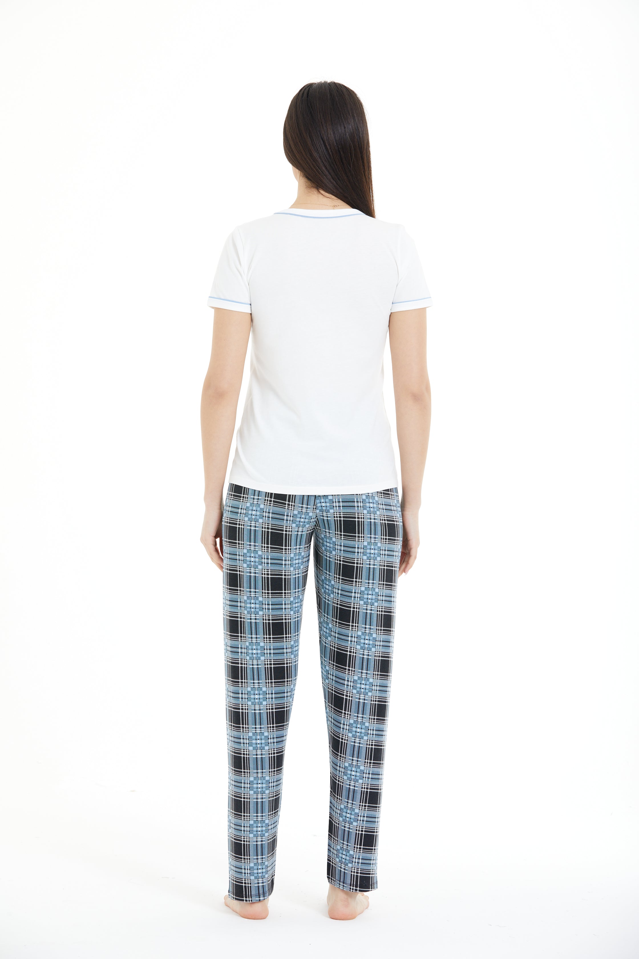 Ekose Desenli Pijama Takımı LLC-0015